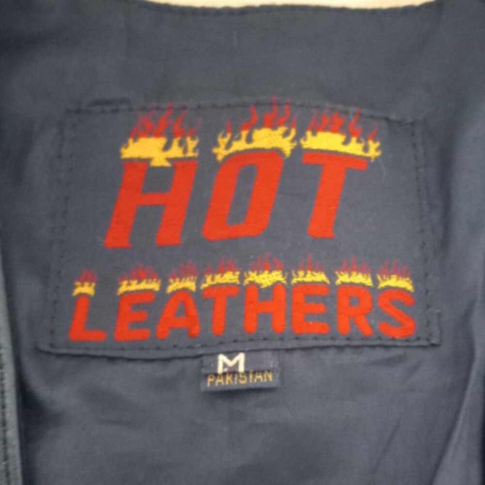 Hot Leathers Womens Fringe Leather Vest M Black Red Rose Lace UP Sides Snaps EUC - Picture 7 of 16